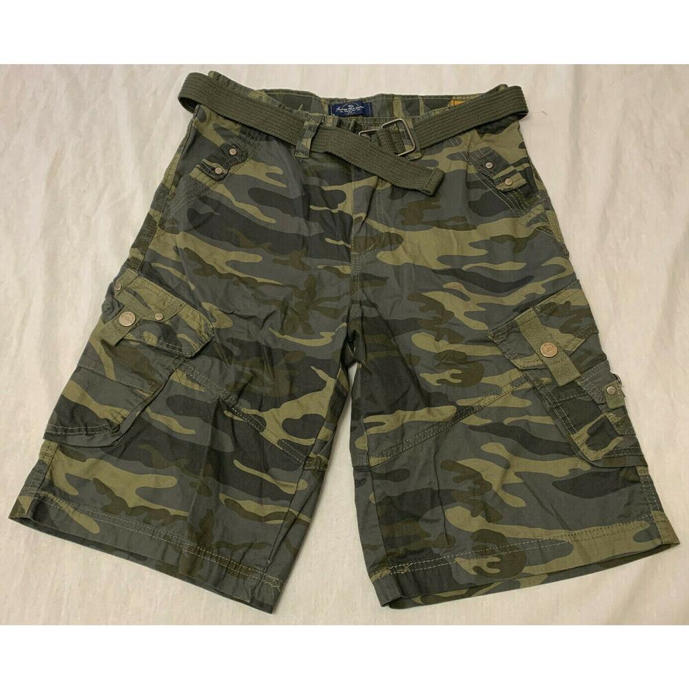 🍎🍎🍎  ACROSS THE POND MENS CAMO COTTON CARGO SHORTS SIZE 32🍎🍎🍎
